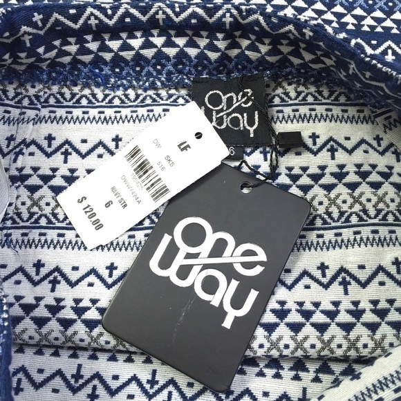 One Way Navy + White Boho Chic Fringe Mini Skirt 6 - Picture 7 of 7